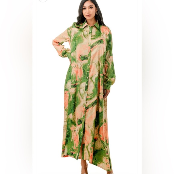 Silky Shirt dress warm tones perfect for this time of the year - Picture 2 of 2